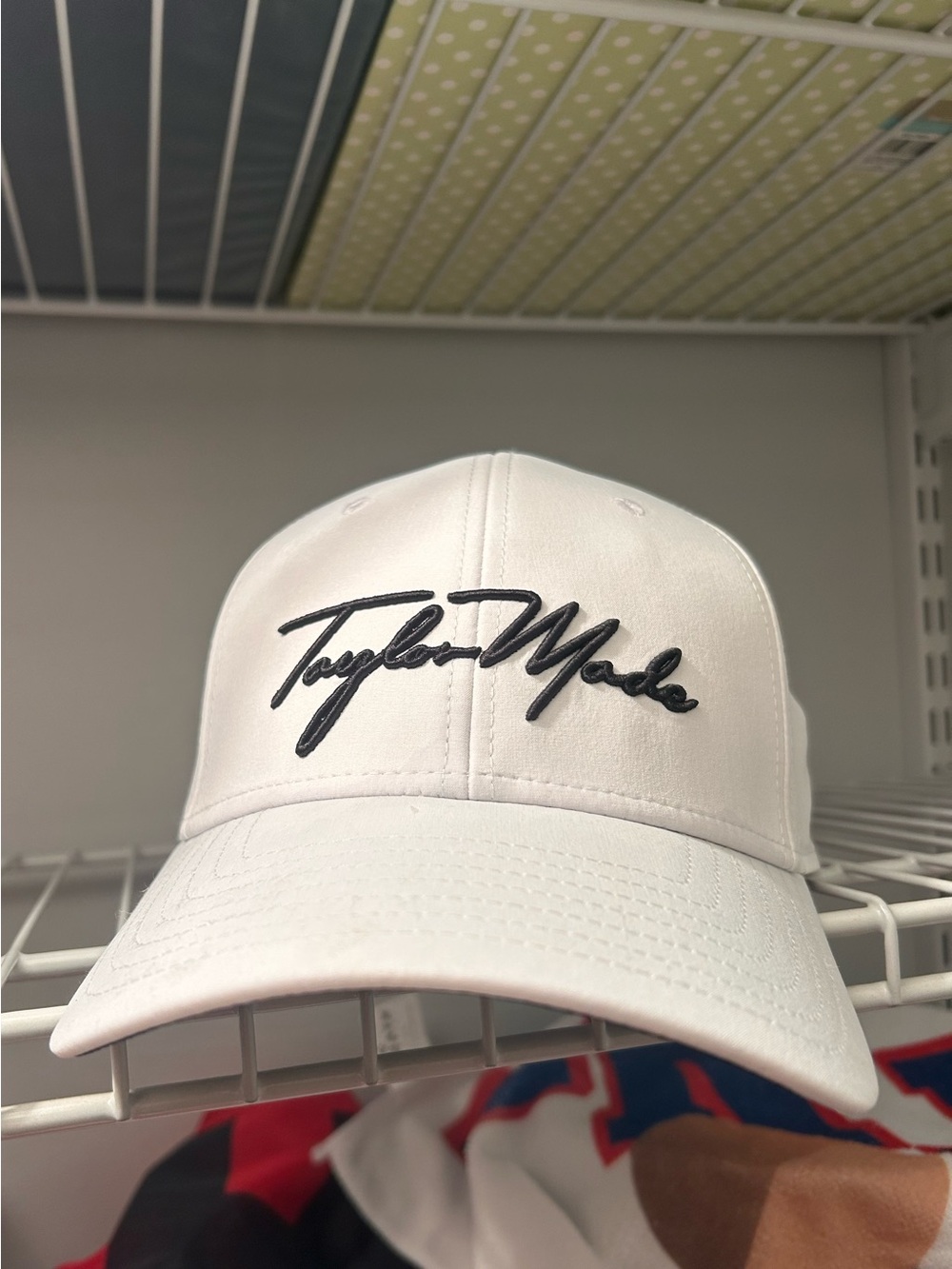 TaylorMade White Cap with Black Script Logo